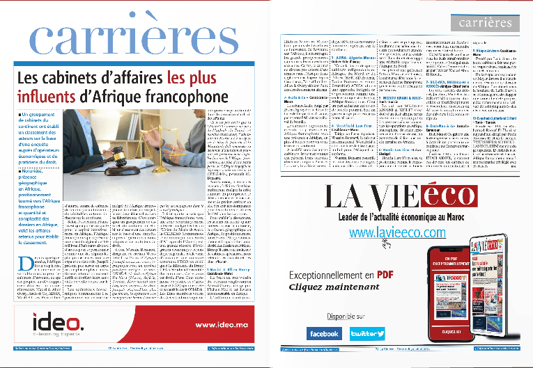 Westfield ranked 4th best firm in French-speaking Africa by the economic magazine lavieeco 1 Opera Instantane 2021 09 13 205221 www.lavieeco.com 1